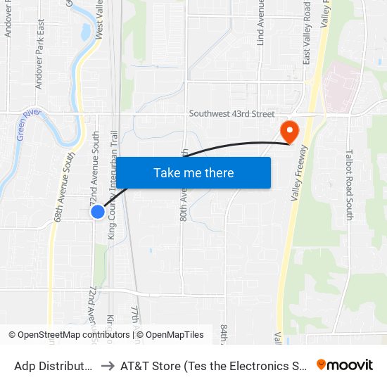 Adp Distributors to AT&T Store (Tes the Electronics Store) map