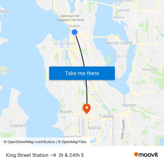 King Street Station to St & 24th S map