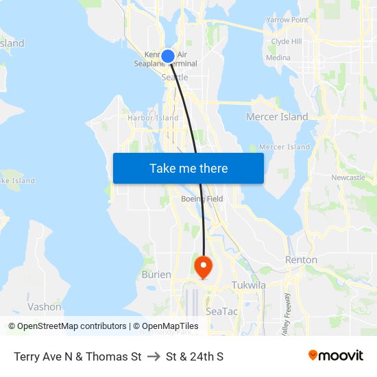 Terry Ave N & Thomas St to St & 24th S map