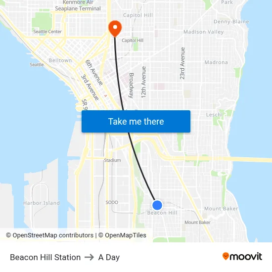 Beacon Hill Station to A Day map