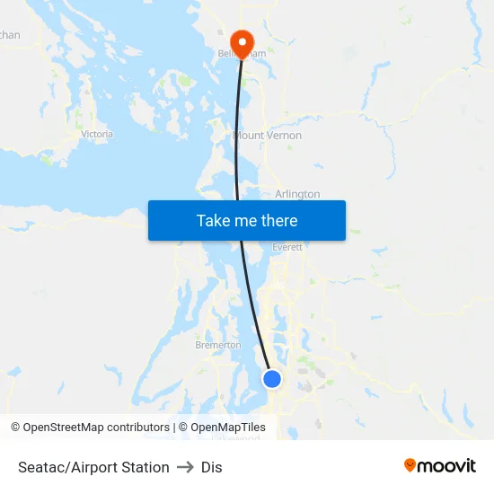 Seatac/Airport Station to Dis map