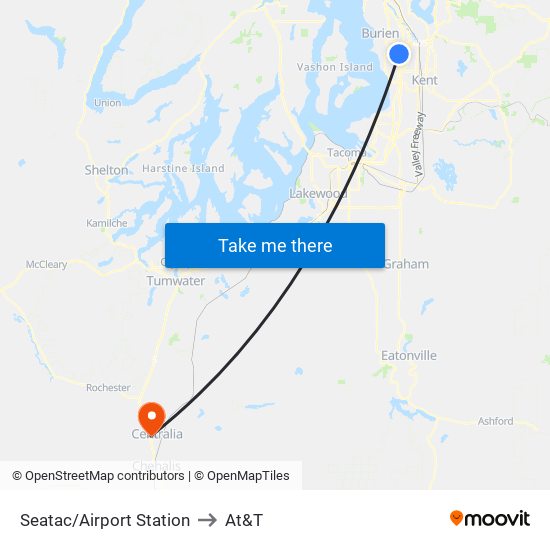 Seatac/Airport Station to At&T map