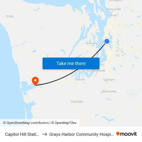 Capitol Hill Station to Grays Harbor Community Hospital map