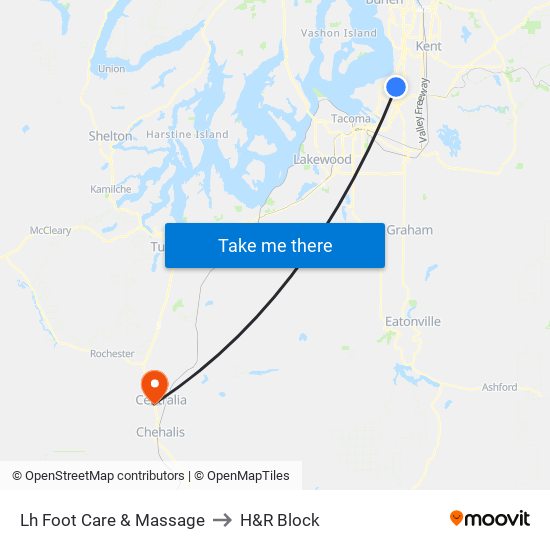 Lh Foot Care & Massage to H&R Block map