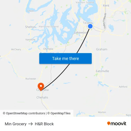 Min Grocery to H&R Block map