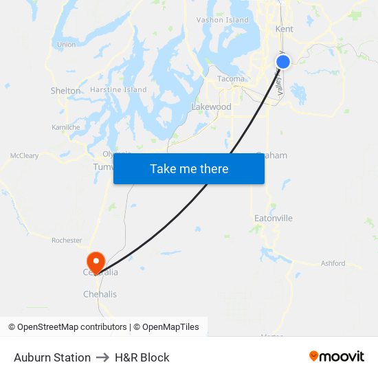 Auburn Station to H&R Block map