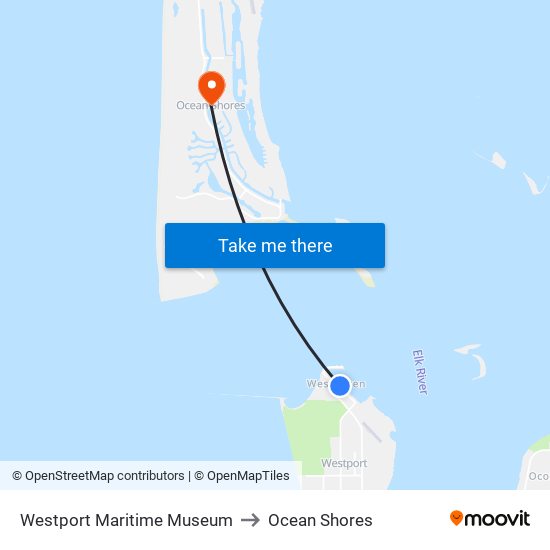 Westport Maritime Museum to Ocean Shores map