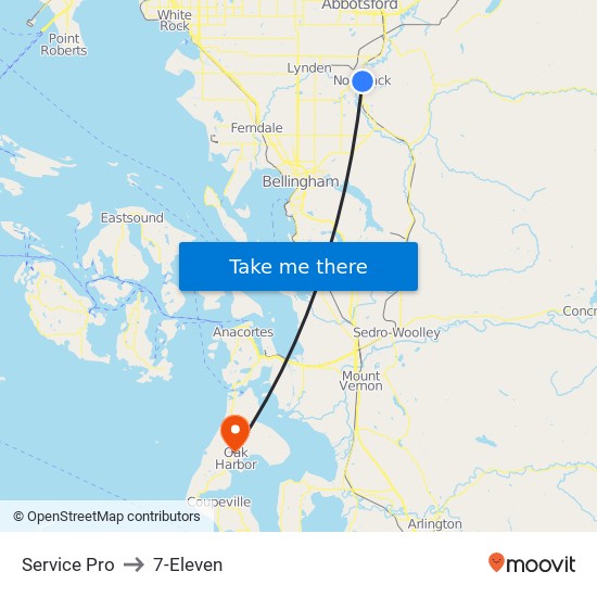 Service Pro to 7-Eleven map