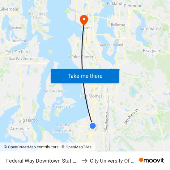 Federal Way Downtown Station - Bay 8 to City University Of Seattle map