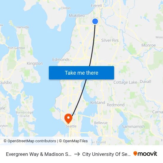 Evergreen Way & Madison St - NB to City University Of Seattle map