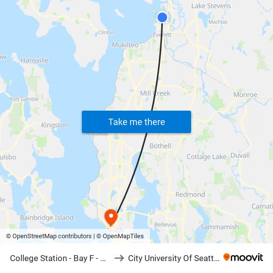 College Station - Bay F - NB to City University Of Seattle map