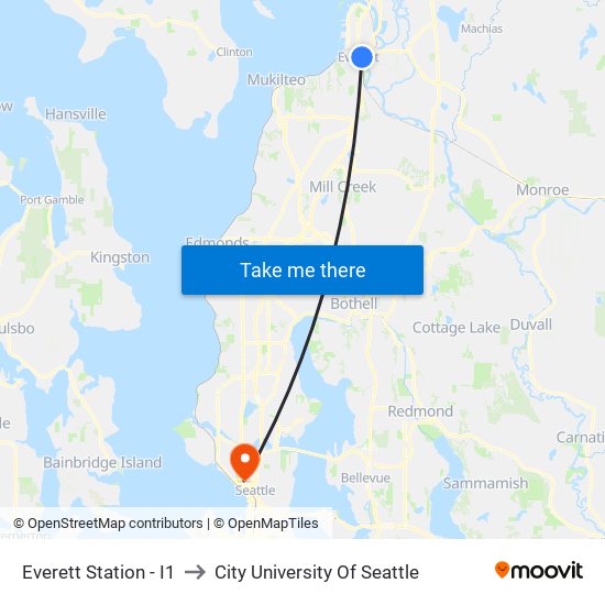 Everett Station - I1 to City University Of Seattle map