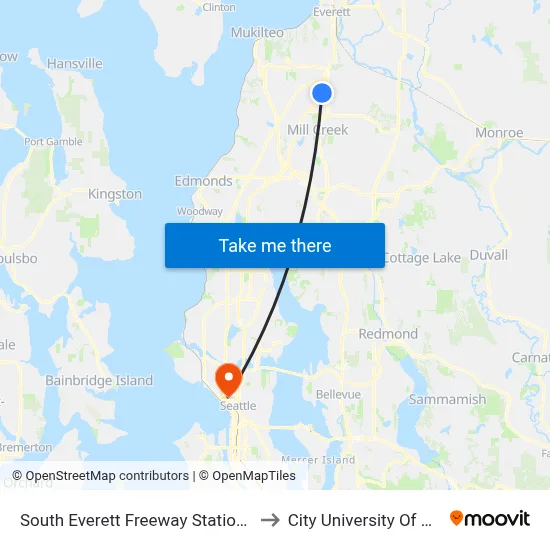 South Everett Freeway Station - Bay 4 to City University Of Seattle map
