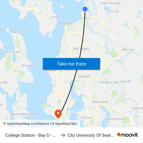 College Station - Bay D - NB to City University Of Seattle map