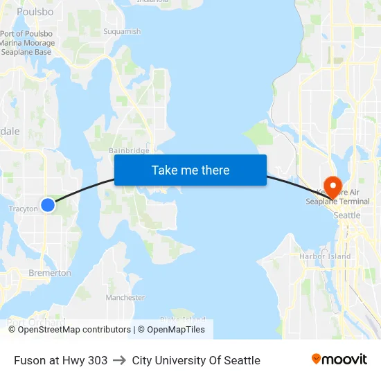 Fuson at Hwy 303 to City University Of Seattle map