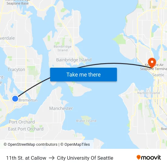 11th St. at Callow to City University Of Seattle map