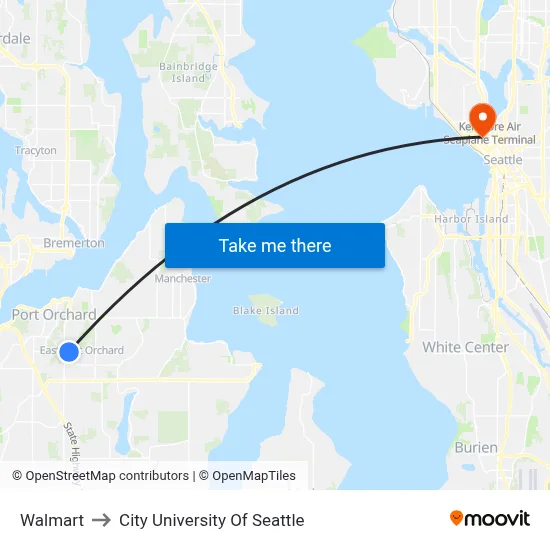 Walmart to City University Of Seattle map