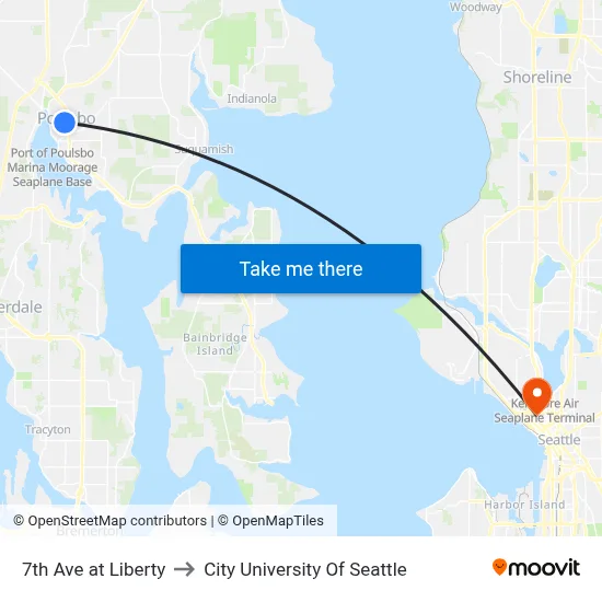 7th Ave at Liberty to City University Of Seattle map