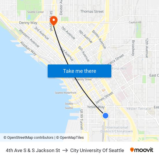 4th Ave S & S Jackson St to City University Of Seattle map