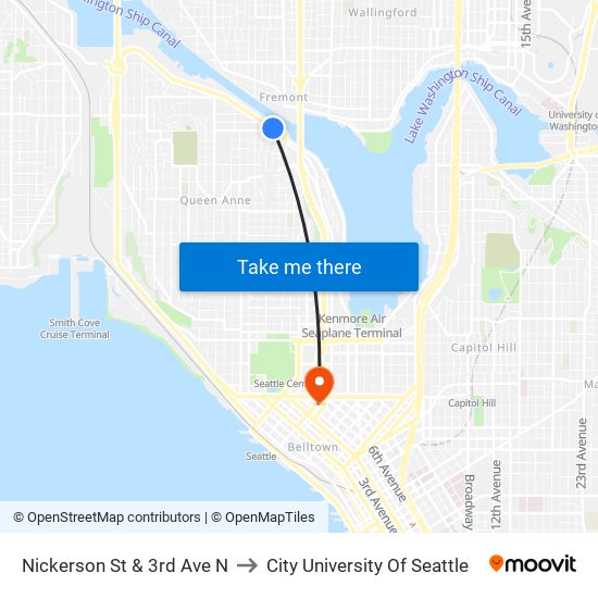 Nickerson St & 3rd Ave N to City University Of Seattle map