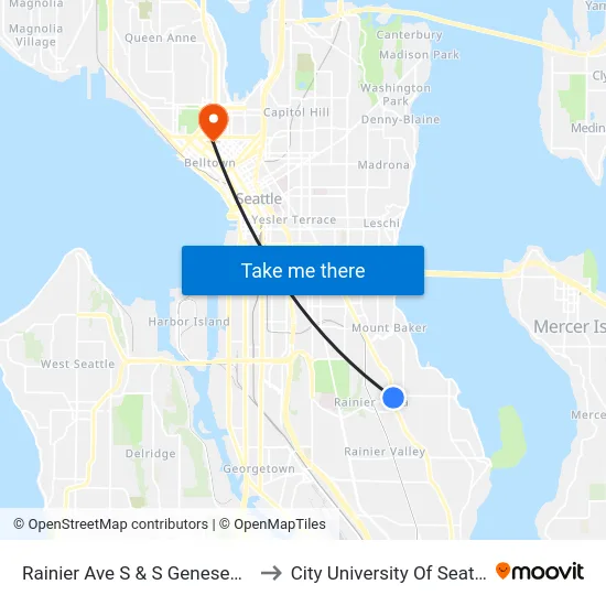 Rainier Ave S & S Genesee St to City University Of Seattle map