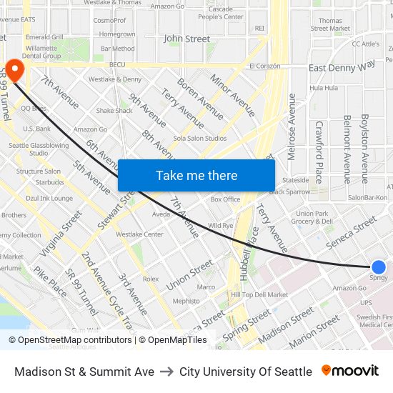 Madison St & Summit Ave to City University Of Seattle map