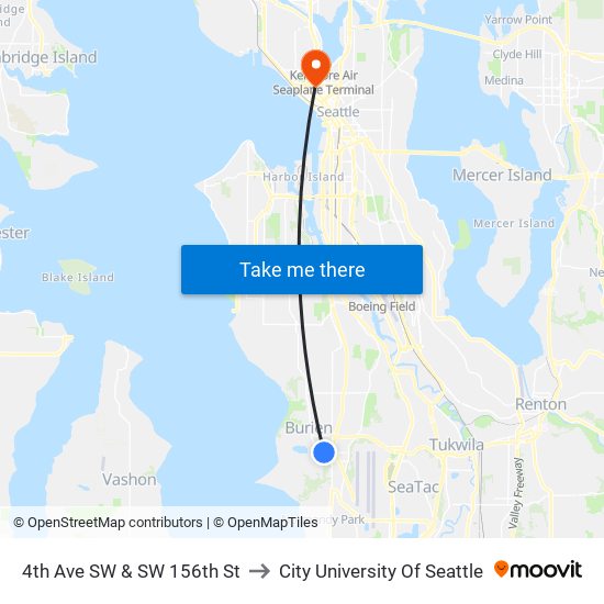 4th Ave SW & SW 156th St to City University Of Seattle map