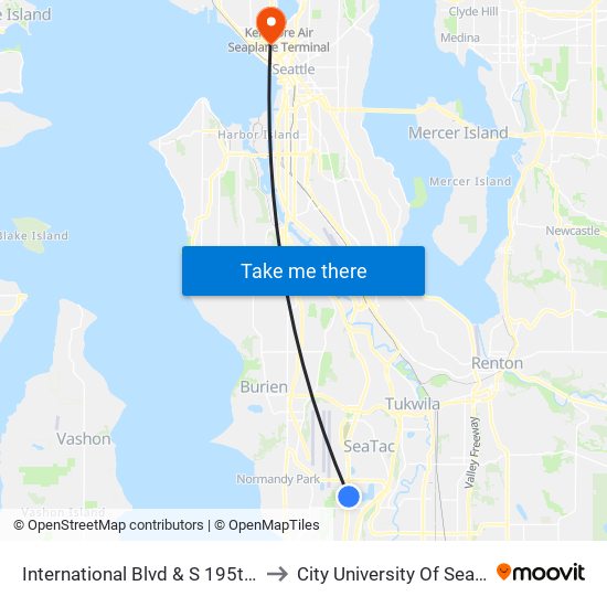 International Blvd & S 195th St to City University Of Seattle map