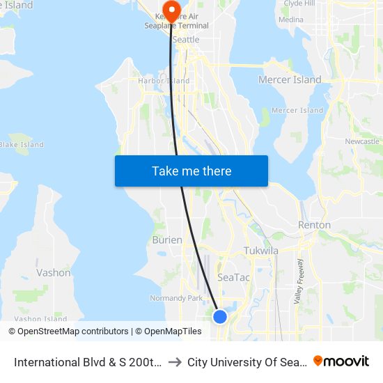 International Blvd & S 200th St to City University Of Seattle map