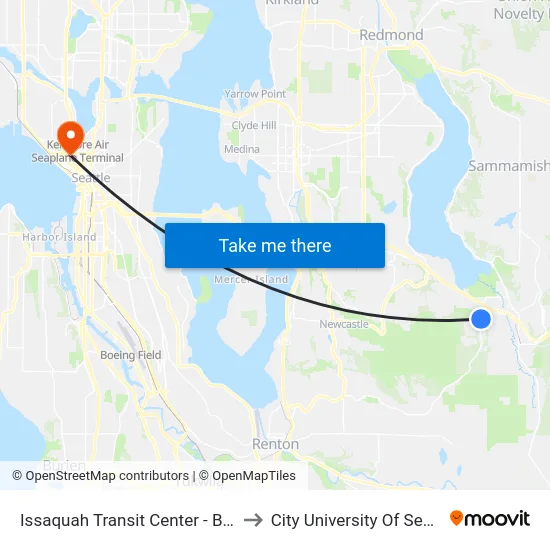 Issaquah Transit Center - Bay 6 to City University Of Seattle map