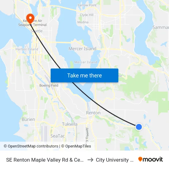 SE Renton Maple Valley Rd & Cedar River Park Dr to City University Of Seattle map