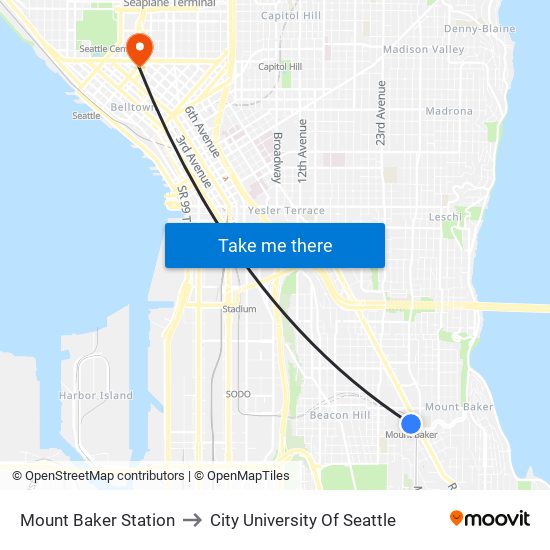 Mount Baker Station to City University Of Seattle map
