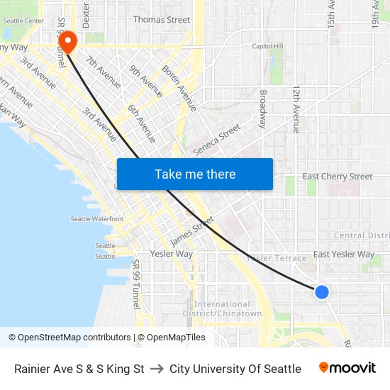 Rainier Ave S & S King St to City University Of Seattle map
