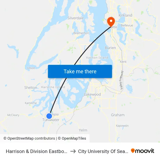 Harrison & Division Eastbound to City University Of Seattle map