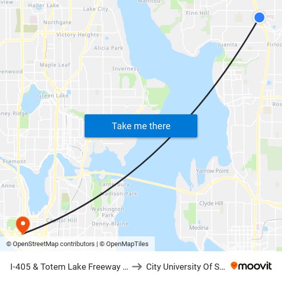 I-405 & Totem Lake Freeway Station to City University Of Seattle map