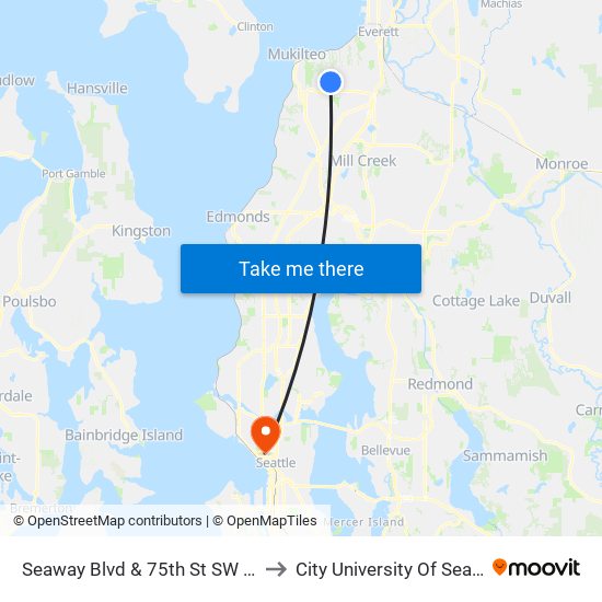 Seaway Blvd & 75th St SW - SB to City University Of Seattle map