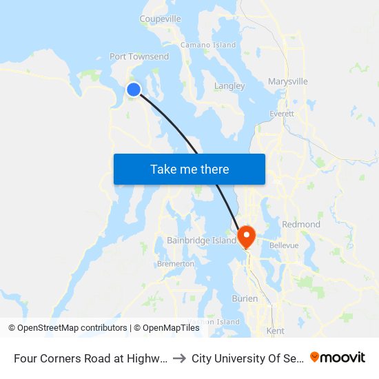 Four Corners Road at Highway 19 to City University Of Seattle map