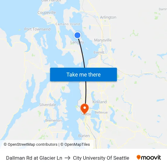 Dallman Rd at Glacier Ln to City University Of Seattle map