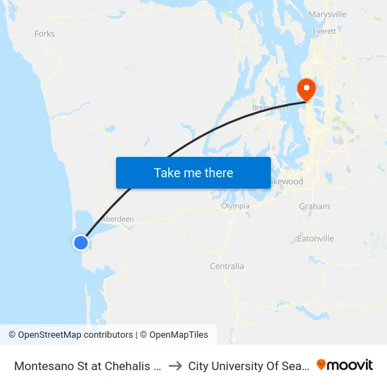 Montesano St at Chehalis Ave to City University Of Seattle map