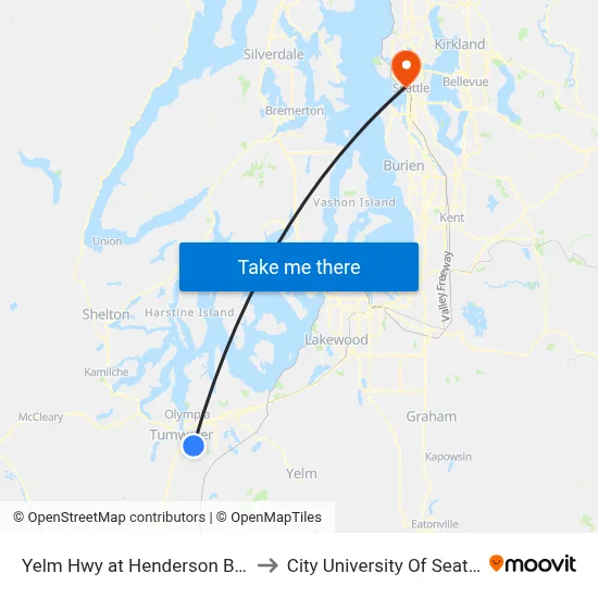 Yelm Hwy at Henderson Blvd to City University Of Seattle map