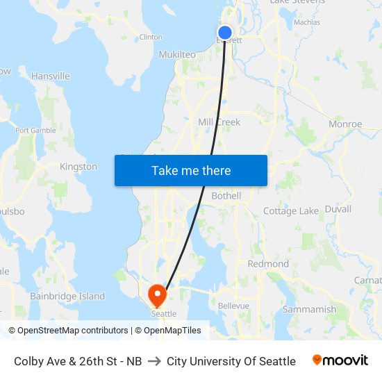 Colby Ave & 26th St - NB to City University Of Seattle map