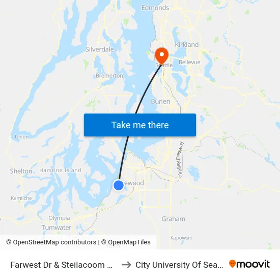 Farwest Dr & Steilacoom Blvd to City University Of Seattle map