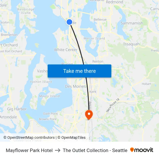 Mayflower Park Hotel to The Outlet Collection - Seattle map