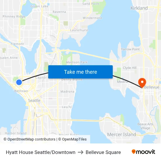 Hyatt House Seattle/Downtown to Bellevue Square map