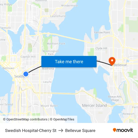 Swedish Hospital-Cherry St to Bellevue Square map