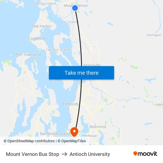 Mount Vernon Bus Stop to Antioch University map