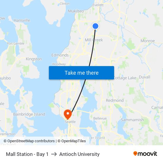 Mall Station - Bay 1 to Antioch University map