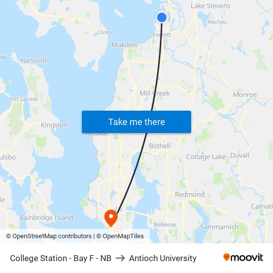 College Station - Bay F - NB to Antioch University map
