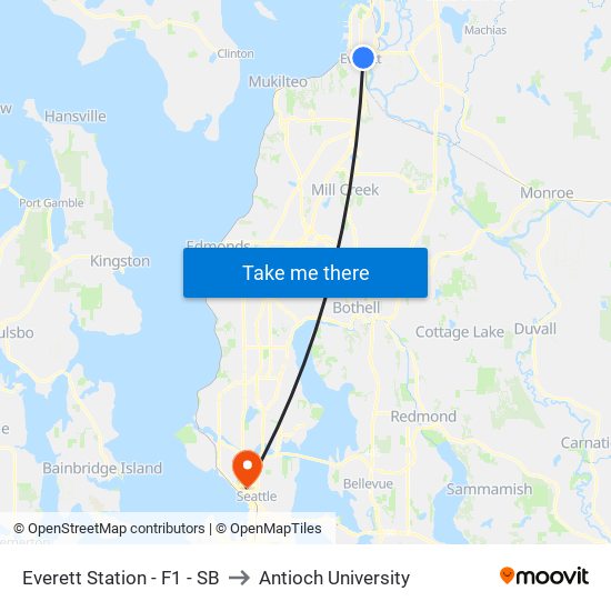 Everett Station - F1 - SB to Antioch University map