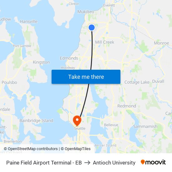 Paine Field Airport Terminal - EB to Antioch University map